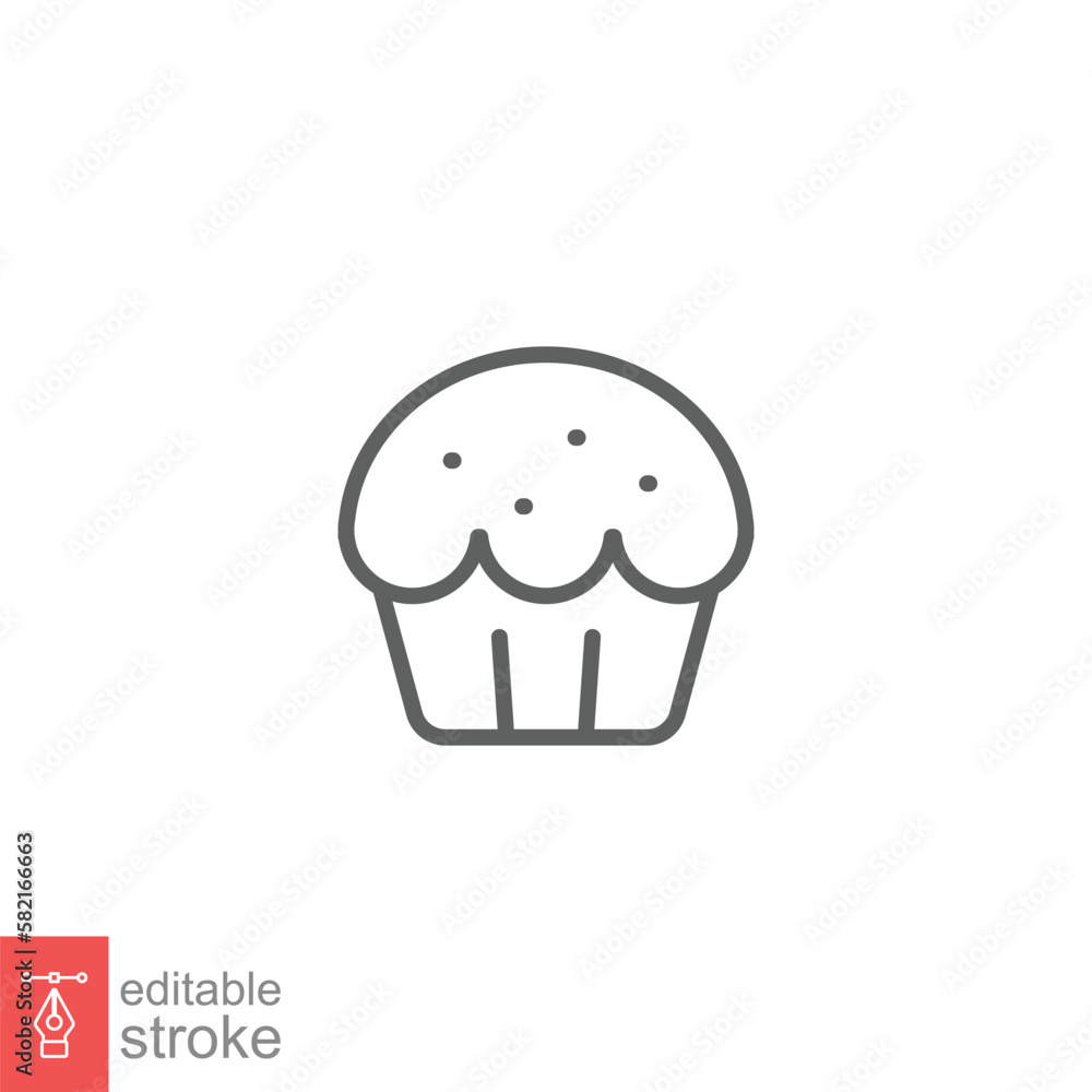 Cupcake icon. Simple outline style. Bakery, cake, dessert, muffin, kitchen, restaurant concept. Thin line symbol. Vector illustration isolated on white background. Editable stroke EPS 10. Cupcake icon. Simple outline style. Bakery, cake, dessert, muffin, kitchen, restaurant concept. Thin line symbol. Vector illustration isolated on white background. Editable stroke EPS 10.