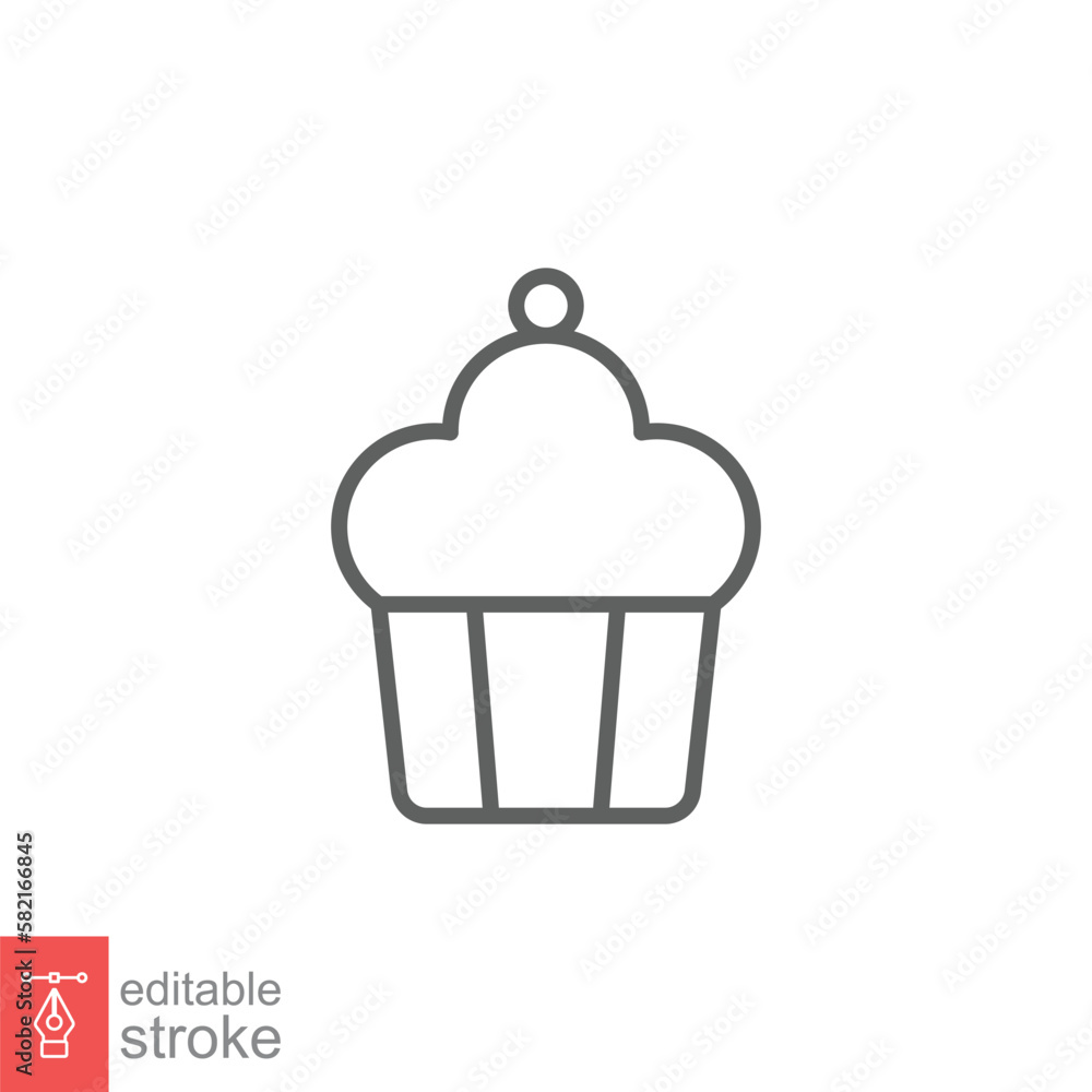 Cupcake icon. Simple outline style. Bakery, cake, dessert, muffin, kitchen, restaurant concept. Thin line symbol. Vector illustration isolated on white background. Editable stroke EPS 10. Cupcake icon. Simple outline style. Bakery, cake, dessert, muffin, kitchen, restaurant concept. Thin line symbol. Vector illustration isolated on white background. Editable stroke EPS 10.
