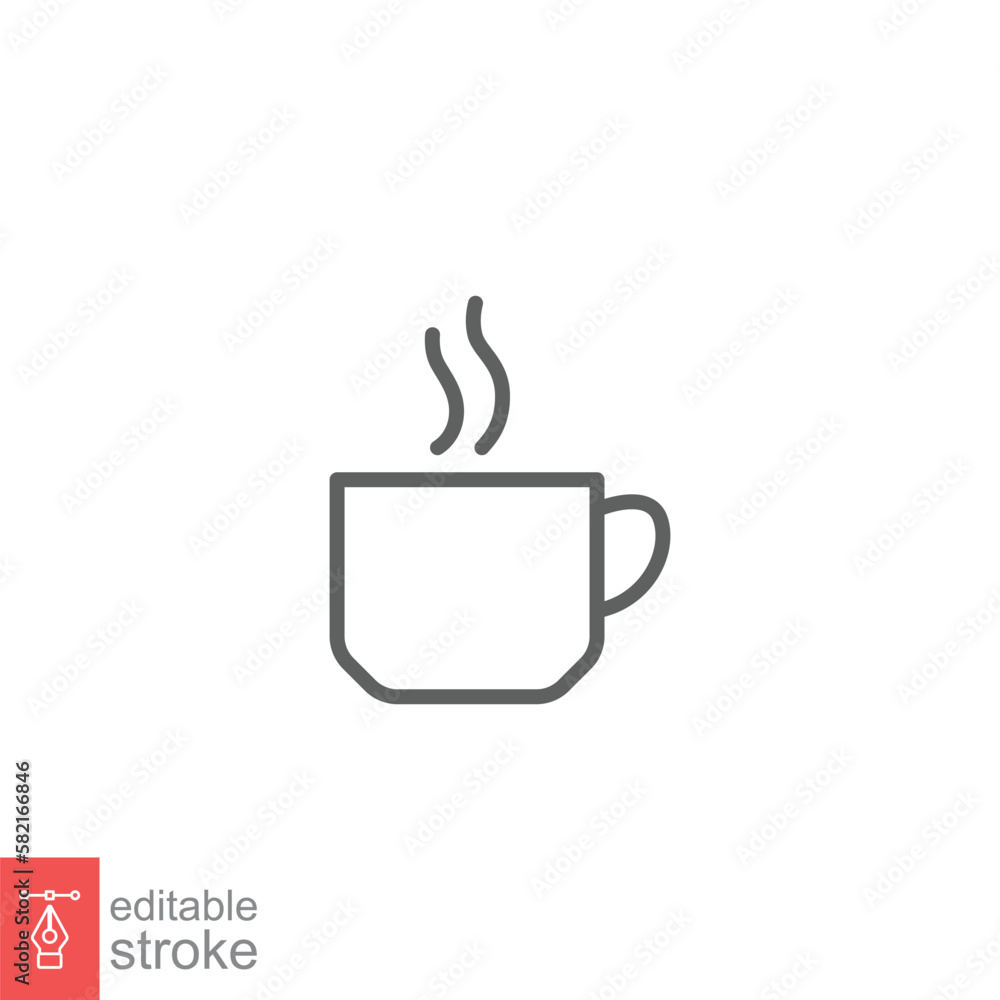 Coffee line icon. Simple outline style. Drink, glass, tea, water, chocolate, coffee cup, kitchen, restaurant concept. Vector illustration isolated on white background. Editable stroke EPS 10. Coffee line icon. Simple outline style. Drink, glass, tea, water, chocolate, coffee cup, kitchen, restaurant concept. Vector illustration isolated on white background. Editable stroke EPS 10.