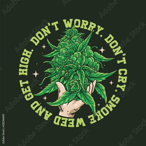 Hand holding Cannabis bud Illustration