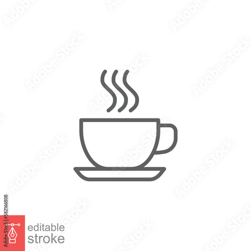 Coffee line icon. Simple outline style. Drink  glass  tea  water  chocolate  coffee cup  kitchen  restaurant concept. Vector illustration isolated on white background. Editable stroke EPS 10.