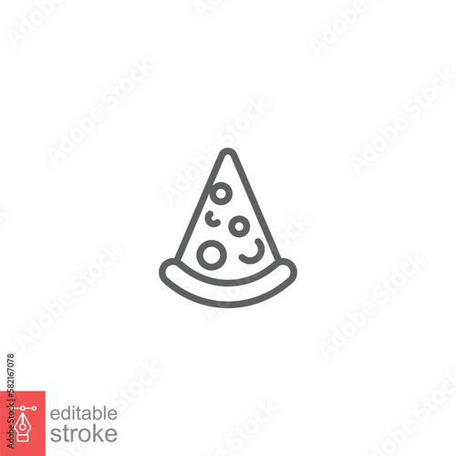 Pizza slice line icon. Simple outline style. Pizza, fast food, junk food, take way, kitchen, restaurant concept. Vector illustration isolated on white background. Editable stroke EPS 10.