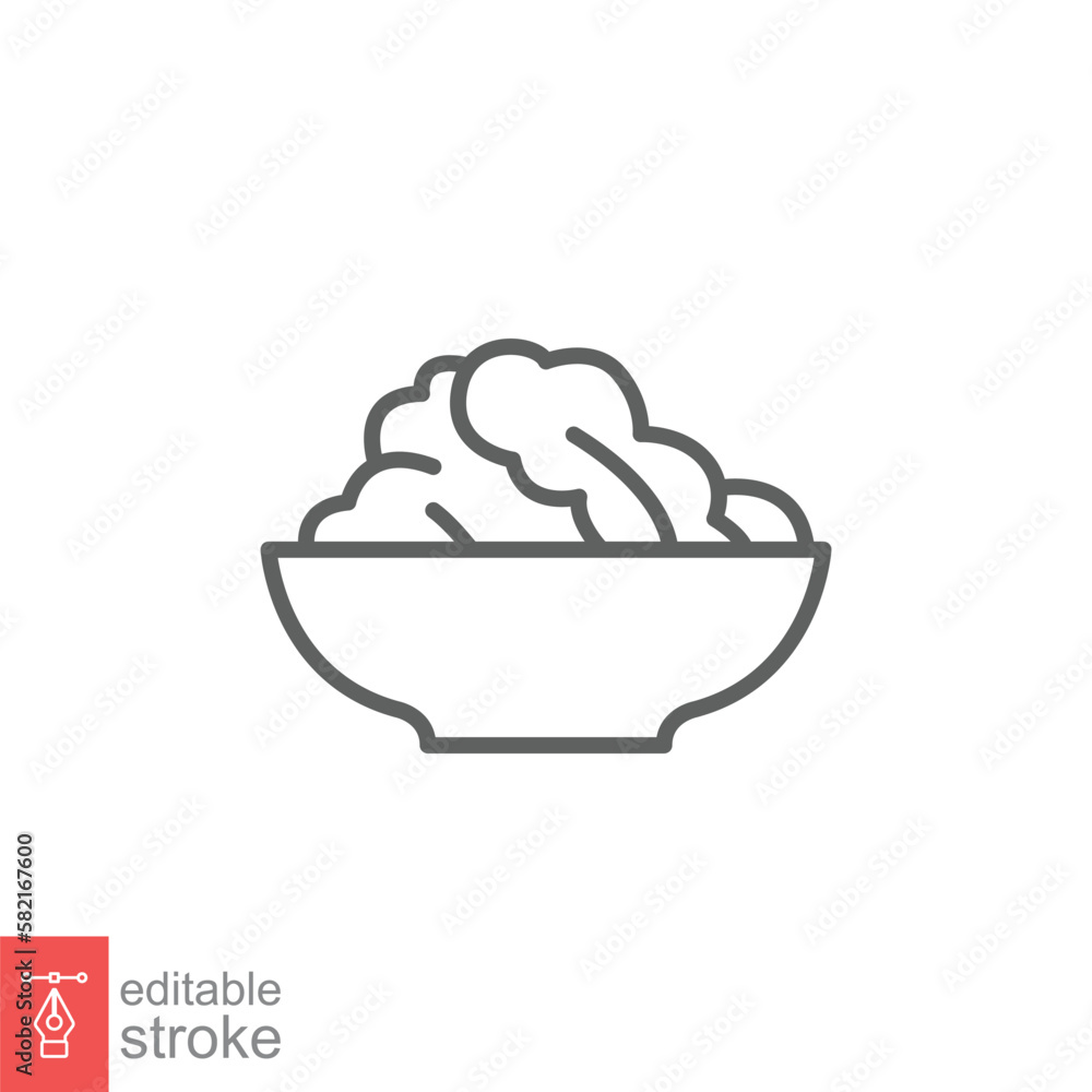 Salad icon. Simple outline style. Organic food in bowl, health, vegetables, plate, restaurant concept. Thin line symbol. Vector illustration isolated on white background. Editable stroke EPS 10. Salad icon. Simple outline style. Organic food in bowl, health, vegetables, plate, restaurant concept. Thin line symbol. Vector illustration isolated on white background. Editable stroke EPS 10.