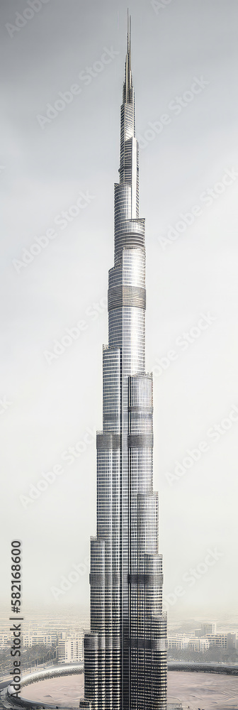 Obraz premium Höchstes Bauwerk der Welt Architektur Plan Illustration Skizze Abstrakte Photorealistische Zeichnung Brainstorming Generative AI Digital Art Kunst Anschauungsmaterial