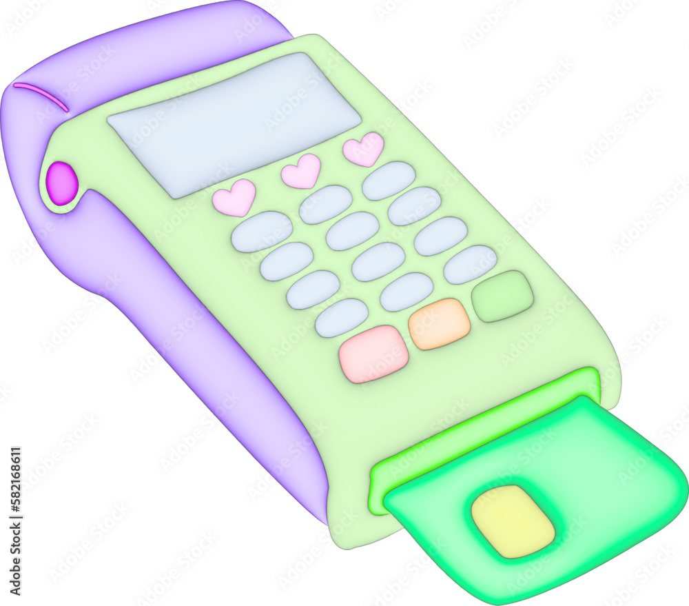 3d cute pastel colours cash terminal with heart 3d cute pastel colours cash terminal with heart