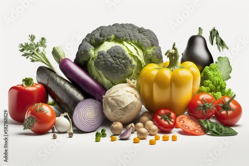 Fresh Healthy Vegetable Isolated on White Background. generative Ai.