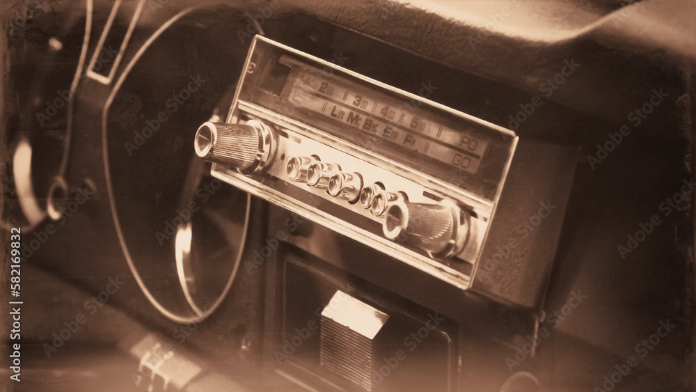 Retro styled of dashboard of vintage car