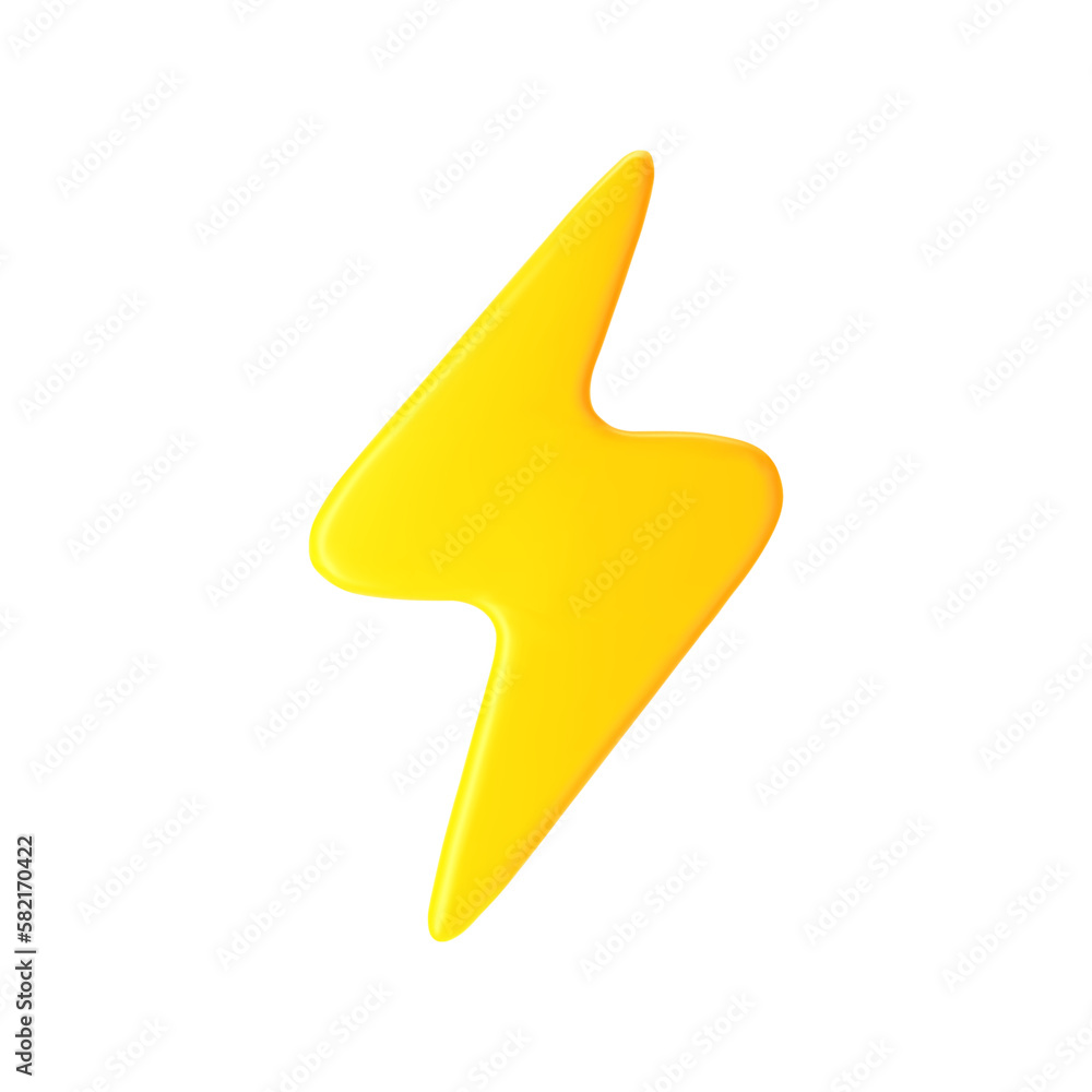 3d yellow lightning, thunderbolt icon isolated on white background. Render of lightning hit, electric strike, flash of thunderbolt. 3d cartoon simple vector illustration. 3d yellow lightning, thunderbolt icon isolated on white background. Render of lightning hit, electric strike, flash of thunderbolt. 3d cartoon simple vector illustration.