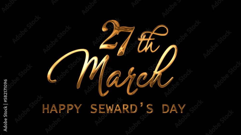 Happy sewards day greeting animation text in gold color, for banner