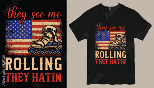 Canvas Print they see me rolling they hatin t shirt design .