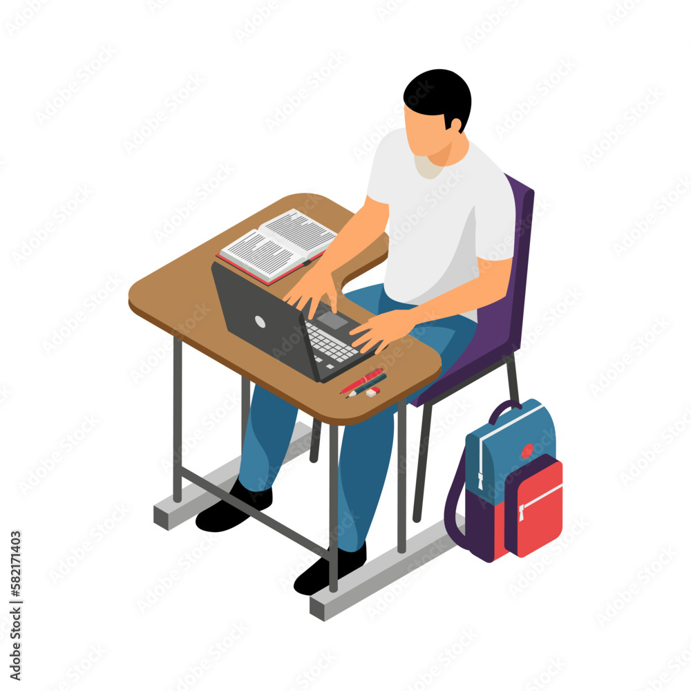 Isometric University Student Isometric University Student
