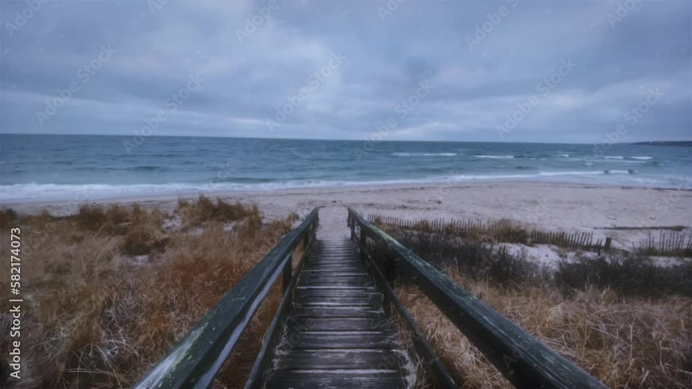 Boardwalk Leads to a New England Storm and Beach at Chatham, Cape Cod Boardwalk Leads to a New England Storm and Beach at Chatham, Cape Cod
