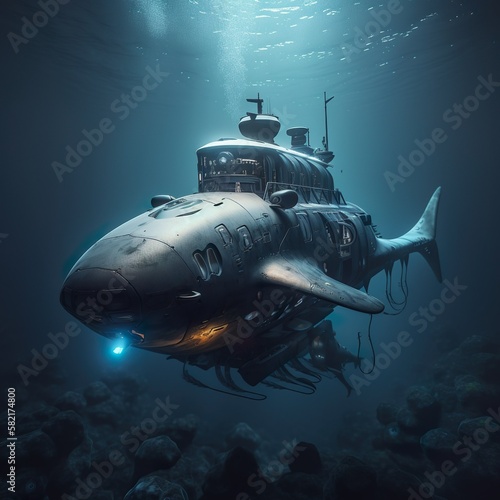Wallpaper Mural U-boot Hai AI generiert  Torontodigital.ca