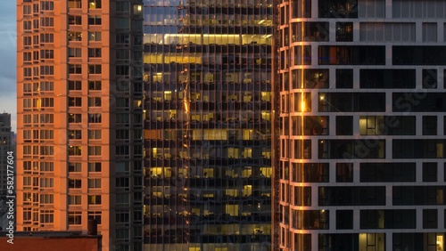 Manhattan skyscrapers in the evening