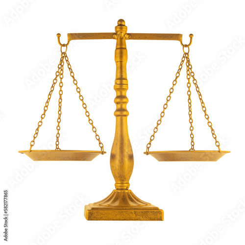 Fotografía Cutout of an isolated golden scales of justice with the transparent png