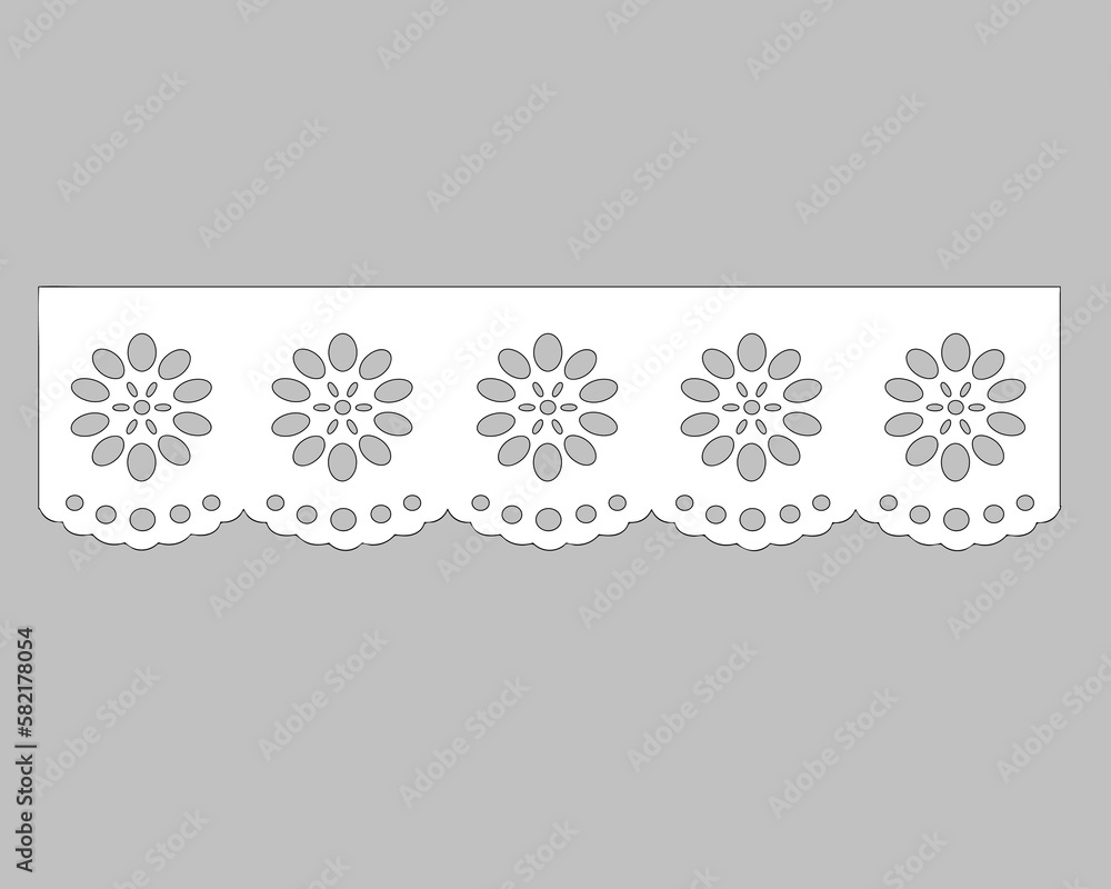 anglaise, decorative flower floral lace embroidery design vector Set of seamless lattice borders. white lace ribbons cotton eyelet lace