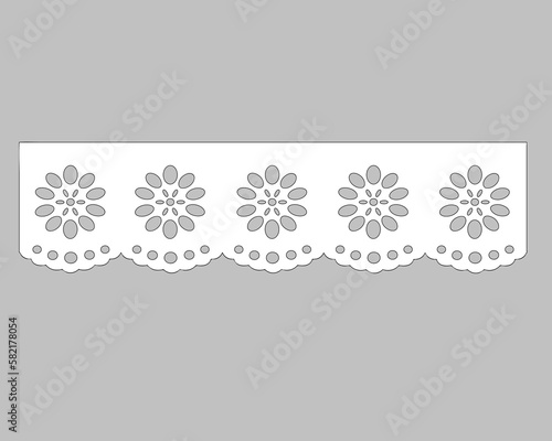 anglaise, decorative flower floral lace embroidery design vector Set of seamless lattice borders. white lace ribbons cotton eyelet lace