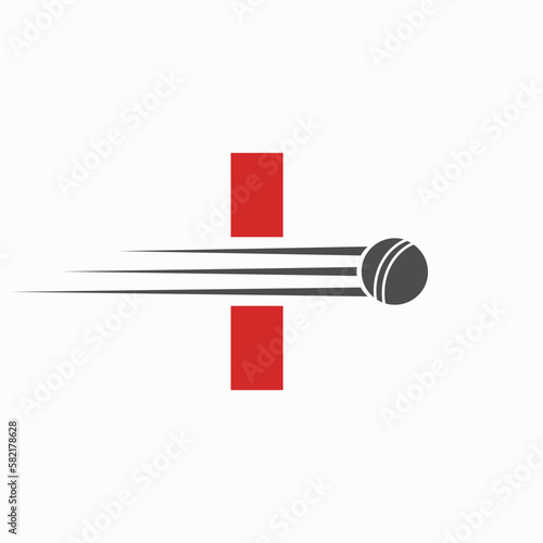 Initial Letter I Cricket Logo Concept With Ball Icon For Cricket Club Symbol