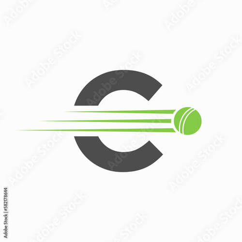 Initial Letter C Cricket Logo Concept With Ball Icon For Cricket Club Symbol