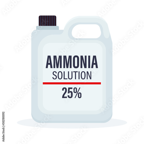 Ammonium Hydroxide solution in a bottle isolated on a white background