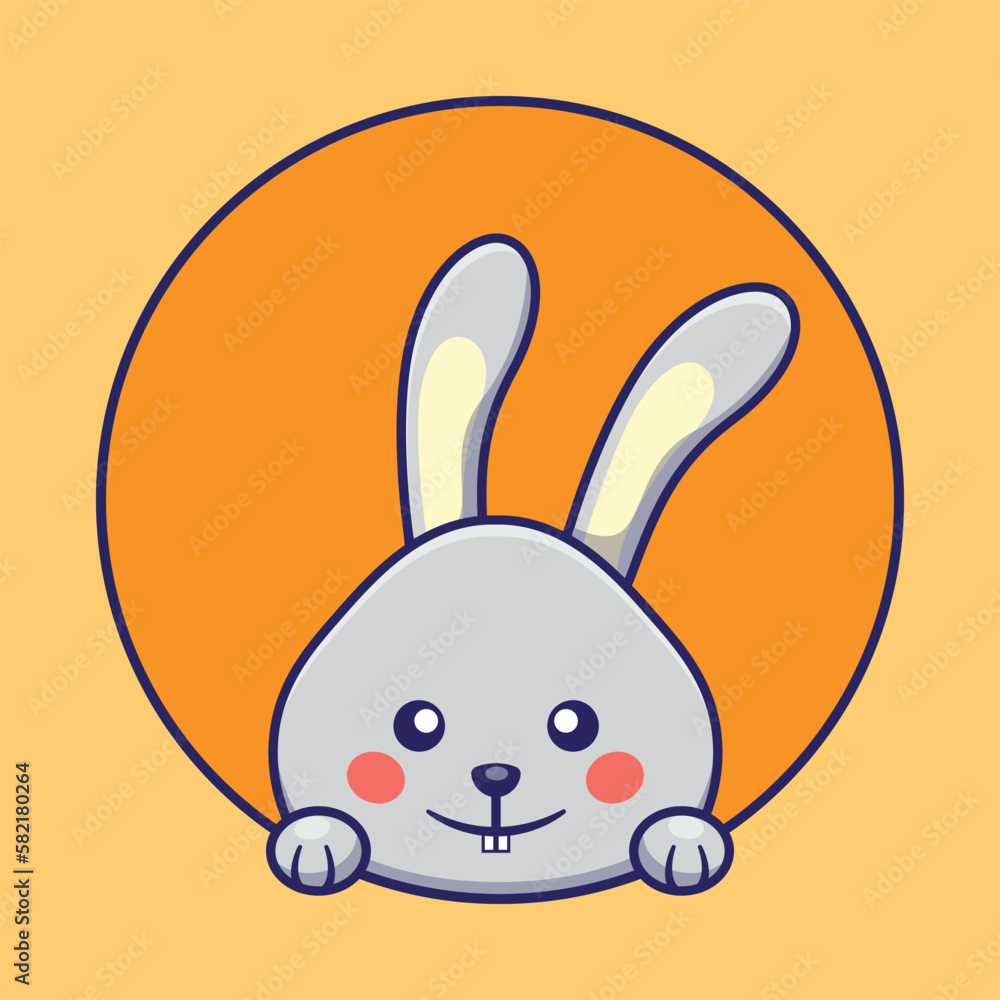 adorable-bunny-rabbit-in-a-circle-cute-cartoon-vector-animal