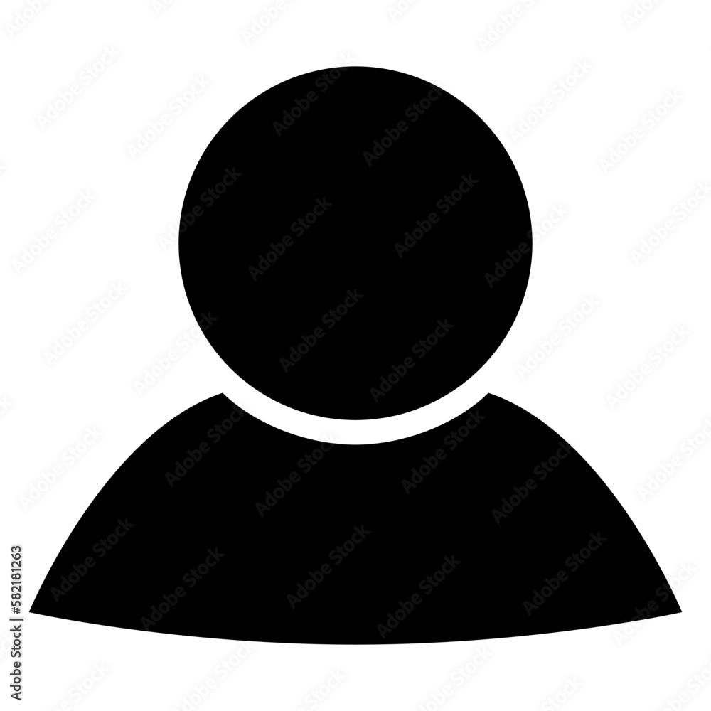 Person icon, black color flat style, simple design avatar symbol