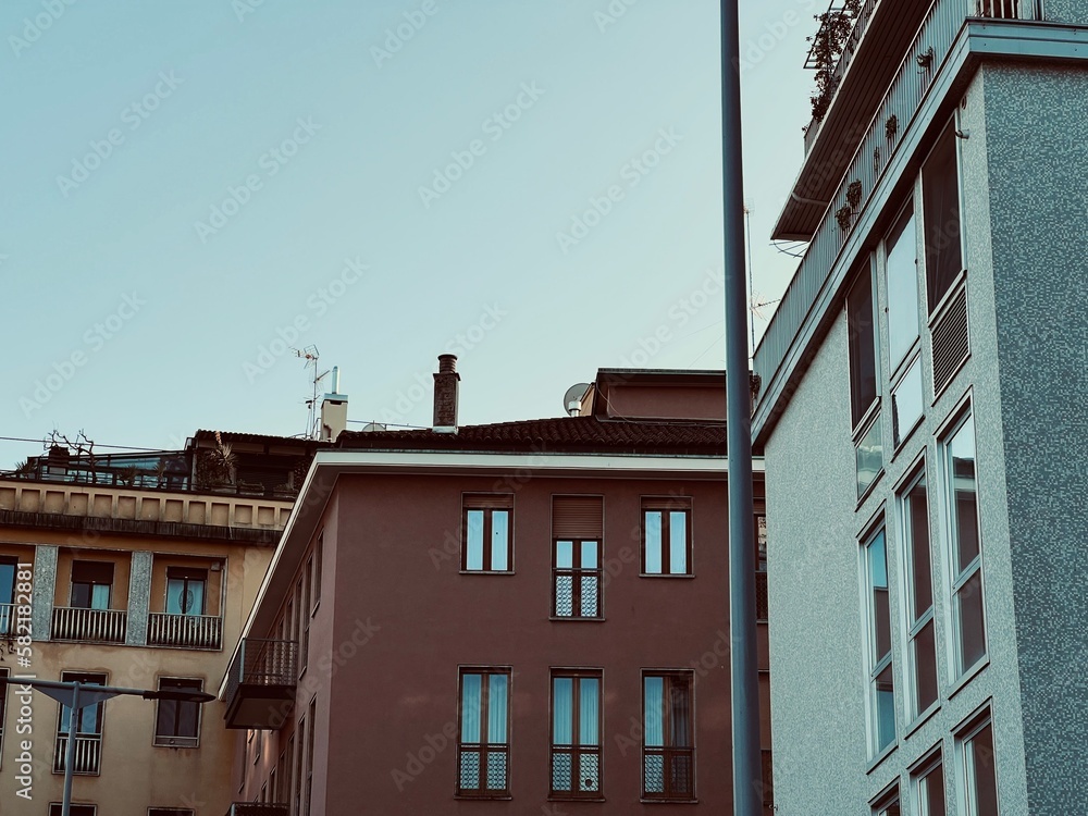 Obraz premium color palette old town italy buildings sunset perspective photography