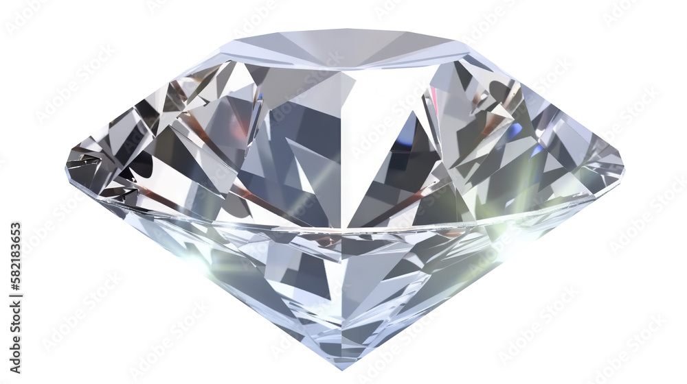 Round diamond with glowing lens flares, cut out. Based on Generative AI Round diamond with glowing lens flares, cut out. Based on Generative AI
