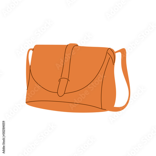Fototapeta Naklejka Na Ścianę i Meble -  Women's bag in flat style illustration. The concept of elegance and femininity. Leather women's bag isolated on white background. vector illustration