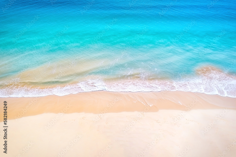 sea ocean waves reaching shore.Beach with aerial drone. Beach clear turquoise top view. Beautiful beach ,aerial drone beautiful beach