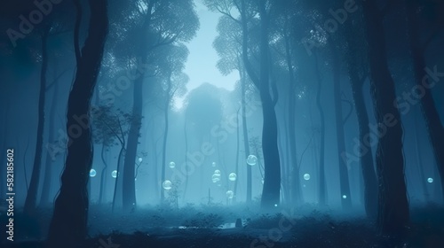 Dark atmospherical forest AI Art 