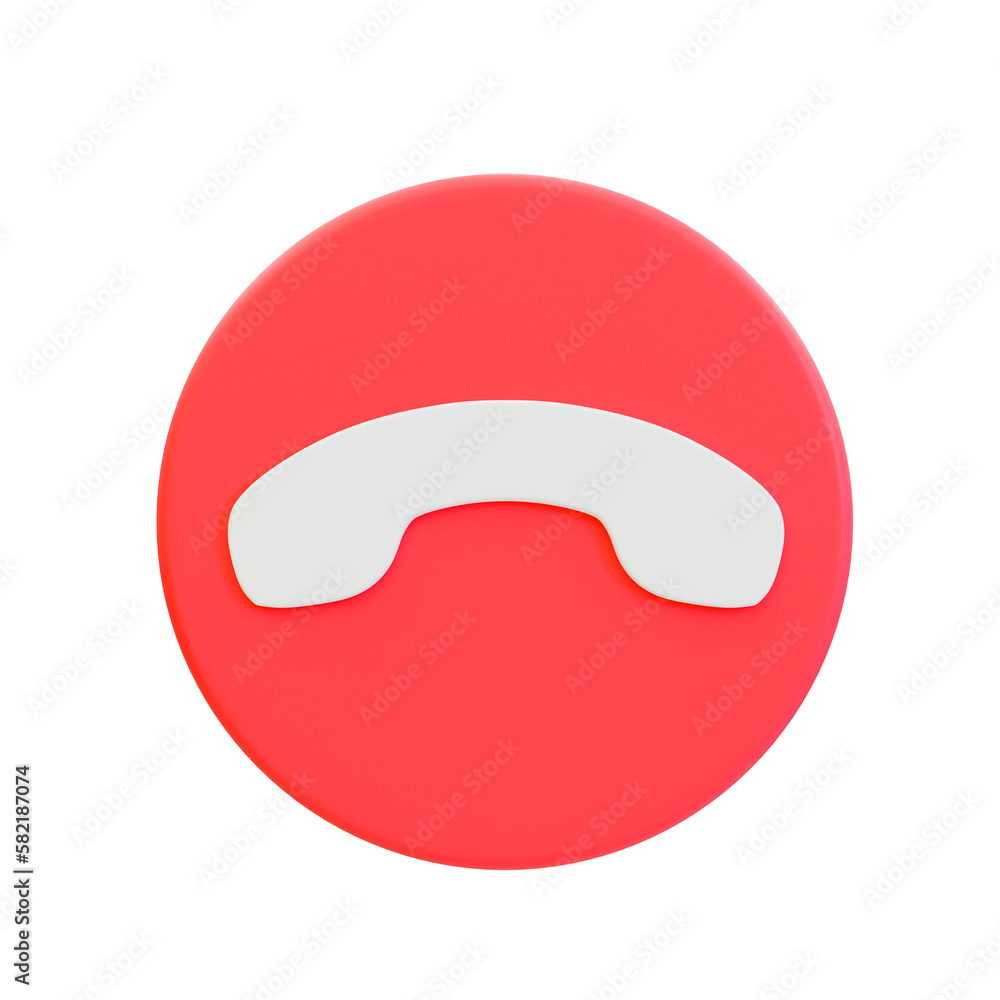 3d minimal decline the phone icon. red ignore phone call icon. 3d illustration. 3d minimal decline the phone icon. red ignore phone call icon. 3d illustration.