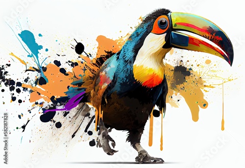 Toucan Multi Color Splash Looking Stylish Generative AI © Johnathan