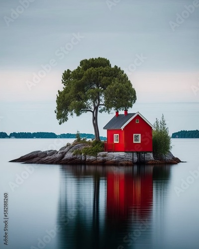 Picturesque red cottage on ...