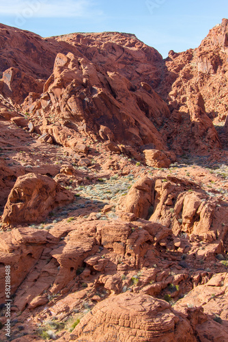 orange sand and rocks at the valley of fire state park in Nevada. © Adam