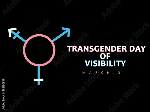 Concept illustration of Transgender day of visibility March 31on a black background. Transgender Day of Visibility Poster. photo