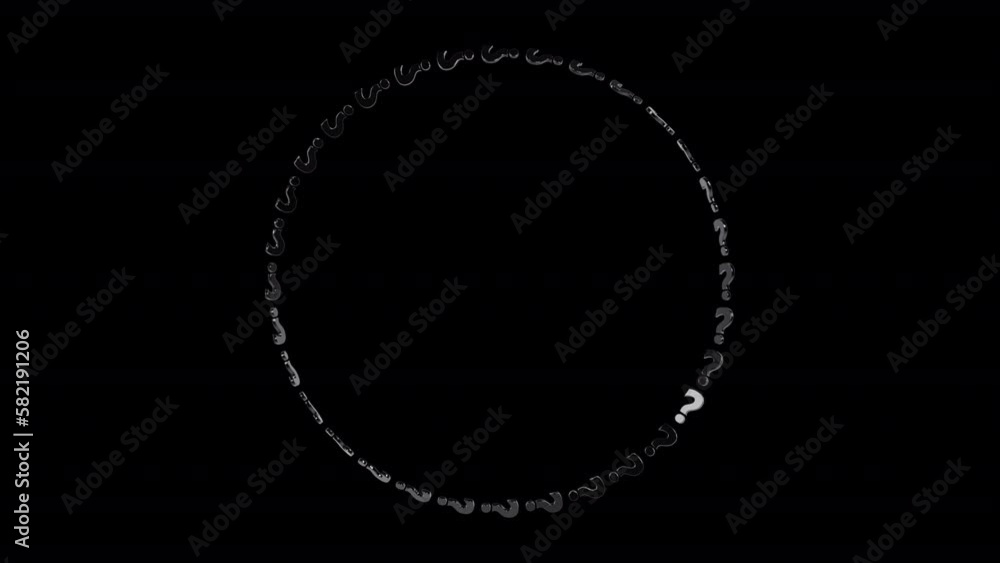 Black Question Mark Circle Frame Isolated loop on alpha background