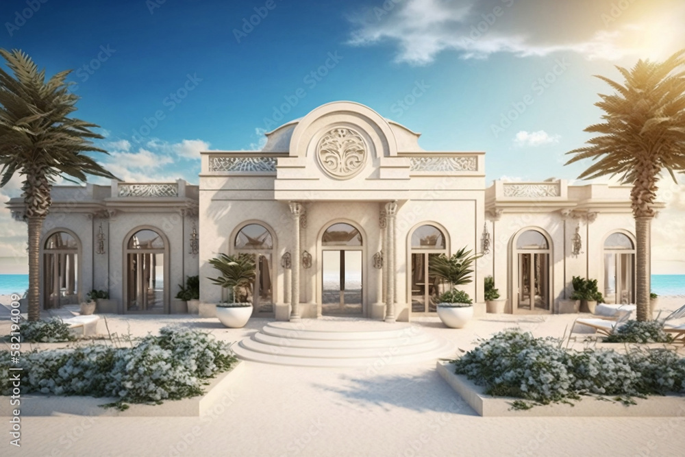 Obraz premium resort or hotel for beautiful beach tourism, generative ai