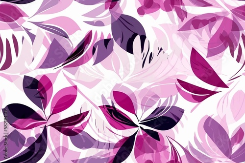 Simple and refined abstract floral shapes in shades of pink and purple  on white background  seamless pattern texture Generative AI