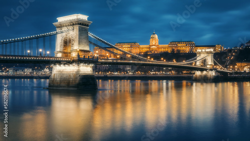 Royal Palace and the Chain Bridge - Budapest, Hungary