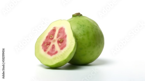 Guava fruit isolated on white background created with generative AI technology