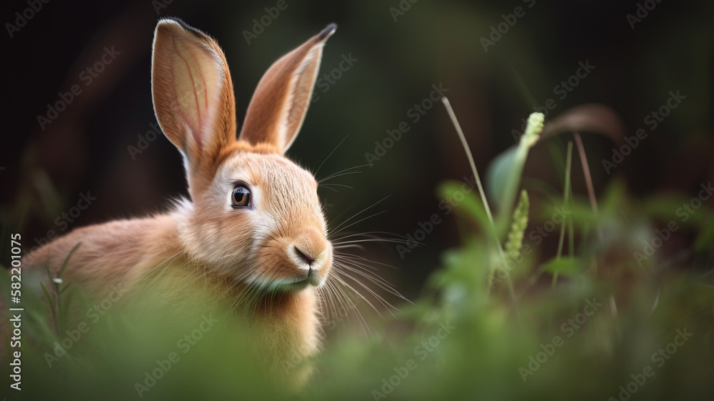 Fototapeta premium Rabbit in Grass created with Generative AI