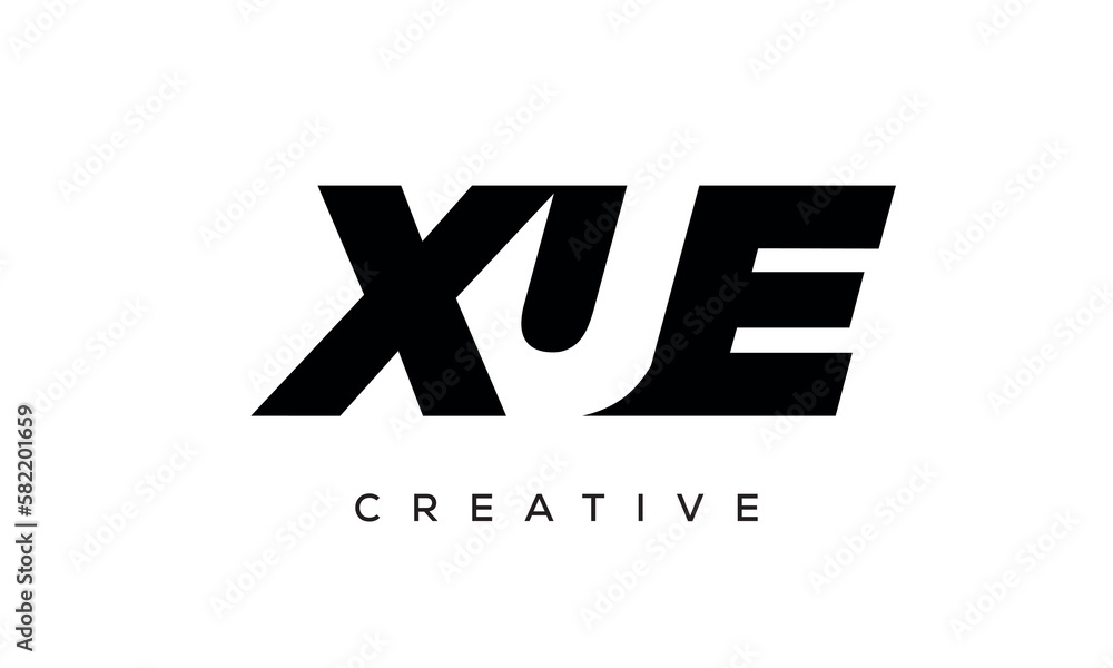 XUE letters negative space logo design. creative typography monogram vector XUE letters negative space logo design. creative typography monogram vector
