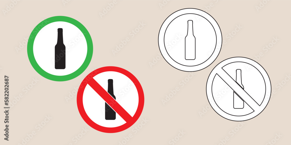 Vector illustration.No alcohol sign related vector thin line icon.No Drinking Sign prohibition sign Alcohol Vector illustration.No alcohol sign related vector thin line icon.No Drinking Sign prohibition sign Alcohol