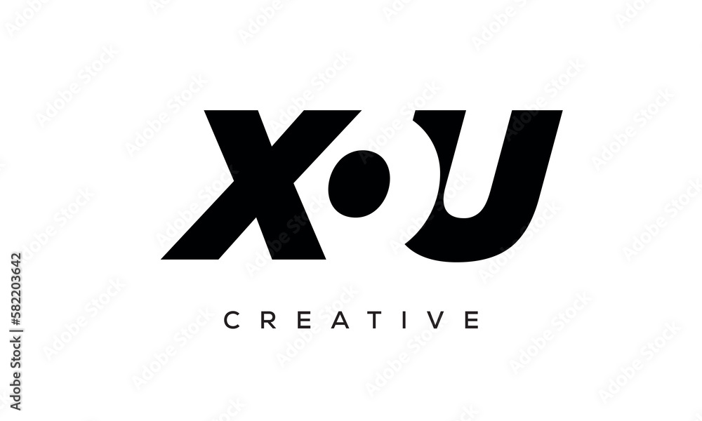 XOU letters negative space logo design. creative typography monogram vector XOU letters negative space logo design. creative typography monogram vector