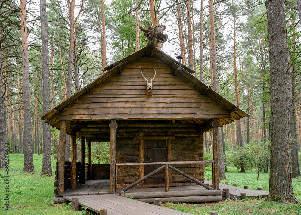 A traditional hunting hut of the early 20th century in the Siberian taiga A traditional hunting hut of the early 20th century in the Siberian taiga