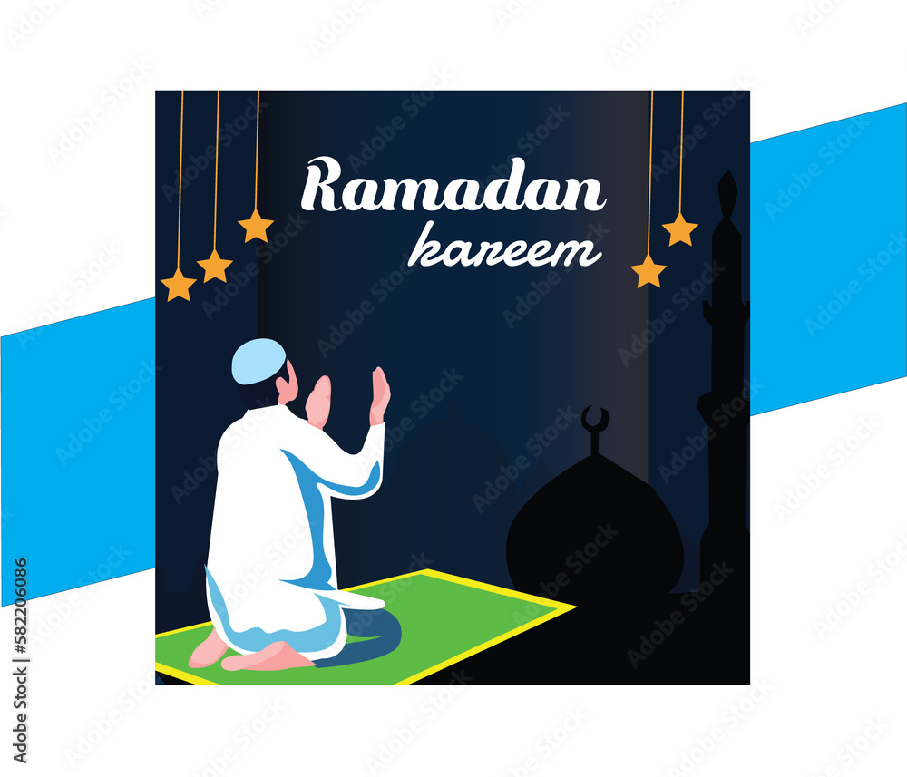 Obraz premium Ramadan banner with decorative islamic lanterns