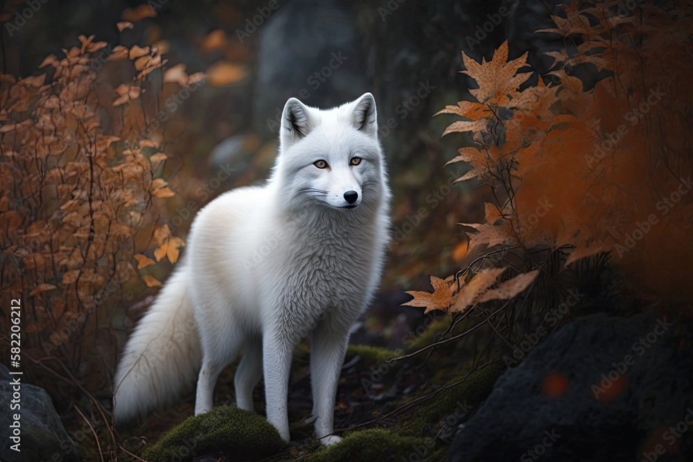 Beautiful White Arctic Fox Deep in the Winter Wonderland of the Wild: Generative AI
