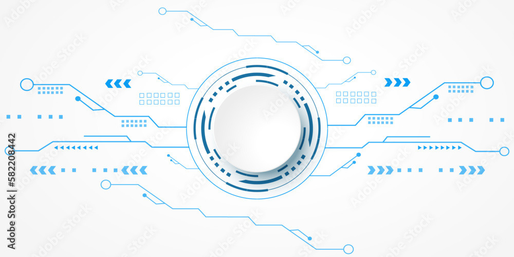 Abstract circular technology concept. Hi-tech communication on a white background. Futuristic style radial elements. Vector illustration eps 10
