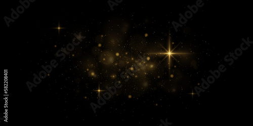 Shiny particle effect. Vector sparkles on a black background. Christmas light effect. Shiny magical dust particles. Sparks of dust and stars shine with a special light.